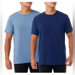 32 Degrees Cool Men's 2 Pack Chest Pocket Relaxed Fit Cotton Tee, Dark/Blue, M
